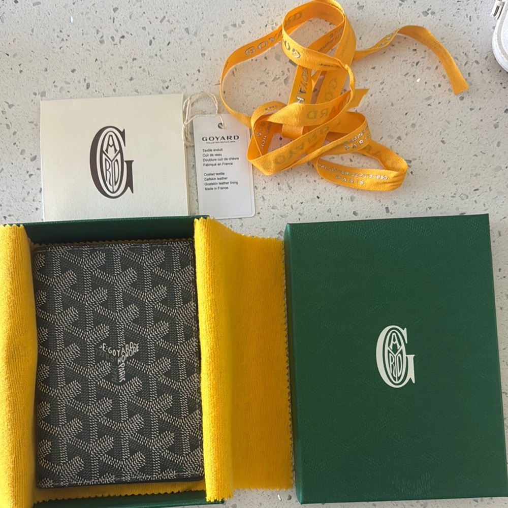 Goyard Gray and White Passport Holder